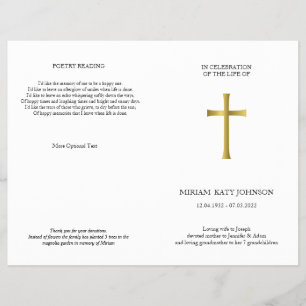 Classic Gold Cross, elegantes, faltbares Denkmal Flyer