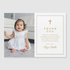 Classic Gold Cross Foto Taufe Vielen Dank Magnetkarte