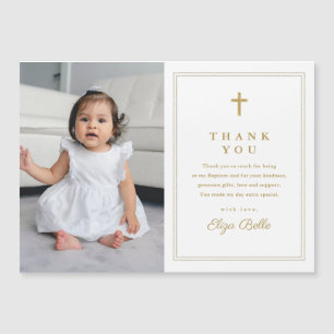 Classic Gold Cross Foto Taufe Vielen Dank Magnetkarte