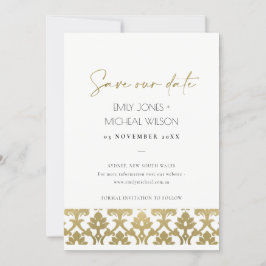 CLASSIC GOLD DAMASK FLORAL PATTERN SAVE THE DATE