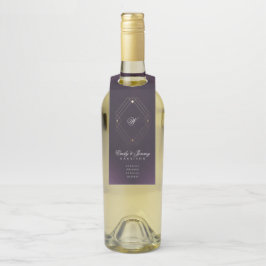 Classic Gold Deko Lila Calligraphy Monogram Flaschenanhänger