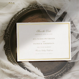 Classic Gold Doppelrahmen Hochzeit speichern Sie d Folieneinladung