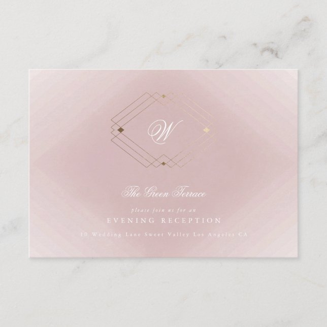 Classic Gold Dusty Rose Pink Monogram Wedding Begleitkarte (Vorderseite)