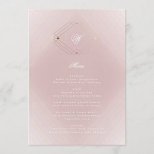 Classic Gold Dusty Rose Pink Monogram Wedding Menükarte