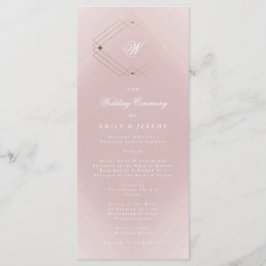 Classic Gold Dusty Rose Pink Monogram Wedding Programm