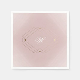 Classic Gold Dusty Rose Pink Monogram Wedding Serviette