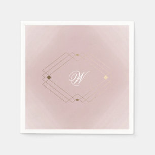 Classic Gold Dusty Rose Pink Monogram Wedding Serviette