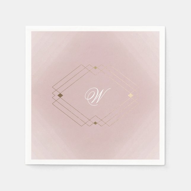 Classic Gold Dusty Rose Pink Monogram Wedding Serviette (Vorderseite)