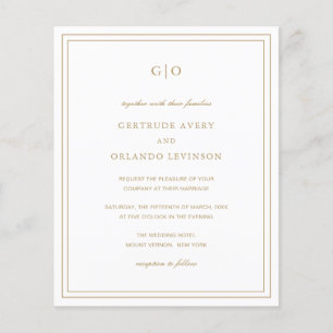 Classic Gold Elegante Budget Hochzeitseinladung Flyer