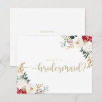 Classic Gold Floral Bridesmaid Empfehlungskarte