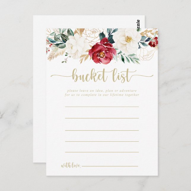 Classic Gold Floral Bucket List Cards Postkarte