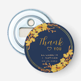 Classic Gold Floral Navy Blue Wedding Vielen Dank Flaschenöffner
