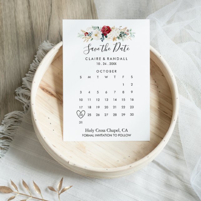 Classic Gold Floral Save the Date Calendar (Von Creator hochgeladen)
