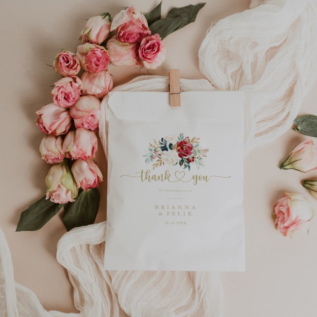 Classic Gold Floral Vielen Dank für Ihre Hochzeit Geschenktütchen (Von Creator hochgeladen)