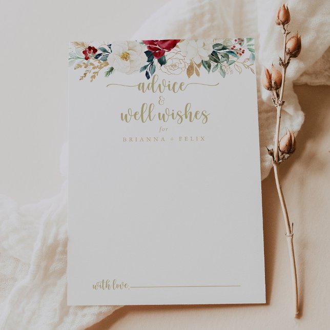 Classic Gold Floral Wedding Well wünscht Hinweiskarte (Von Creator hochgeladen)