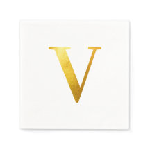 Classic Gold Foil Monogram V