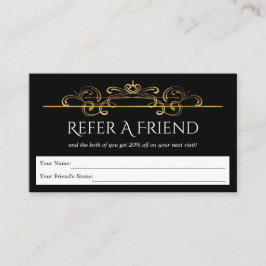 Classic Gold Foil Vintage Wirbel Schwarzes Elegant Empfehlungskarte