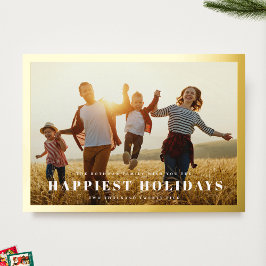 Classic Gold Foto Frame | Eleganter Weihnachtstext Folien Feiertagskarte