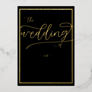 Classic Gold Frame Blüh Calligrafy Wedding Folieneinladung