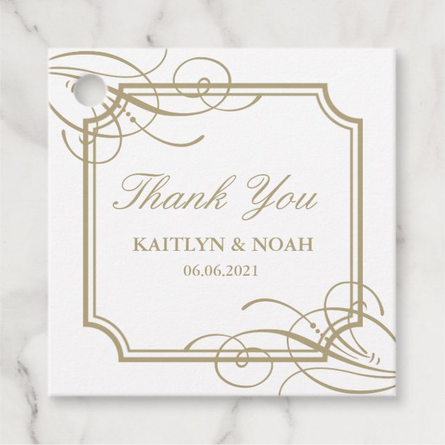Classic Gold Frame Luxury Wedding Vielen Dank Geschenkanhänger (Vorderseite)