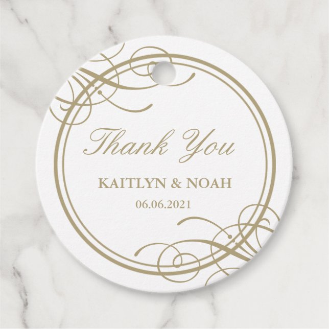 Classic Gold Frame Luxury Wedding Vielen Dank Geschenkanhänger (Vorderseite)