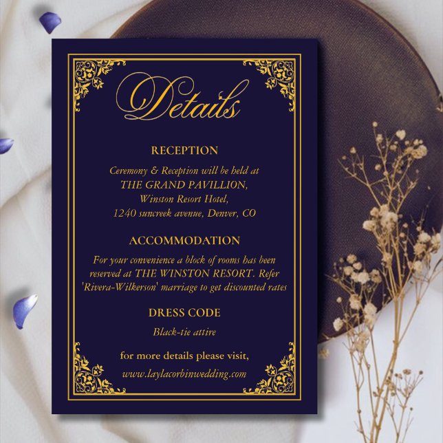 Classic Gold Frame Royal Wedding Details Begleitkarte (Von Creator hochgeladen)