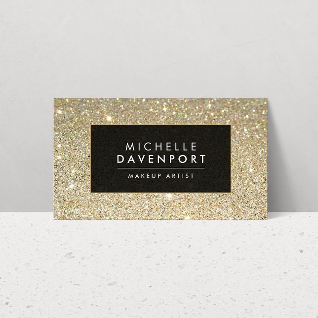 Classic Gold Glitzer Makeup Artist Business Card Visitenkarte (Von Creator hochgeladen)