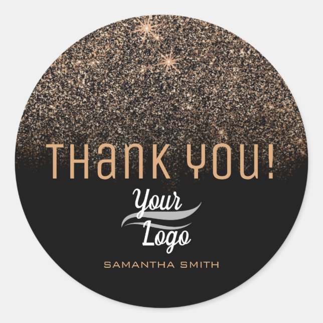 Classic Gold Glitzer Stars Luxury Glam Vielen Dank Runder Aufkleber (Vorderseite)