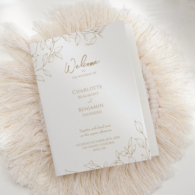 Classic Gold Greenerity Wedding Folded Program Programm (Von Creator hochgeladen)