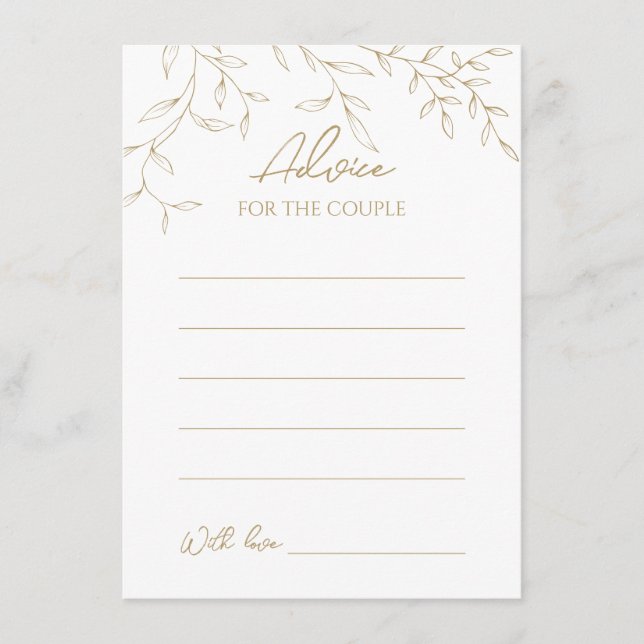 Classic Gold Greenery Wedding Advice Card Hinweiskarte (Vorderseite)