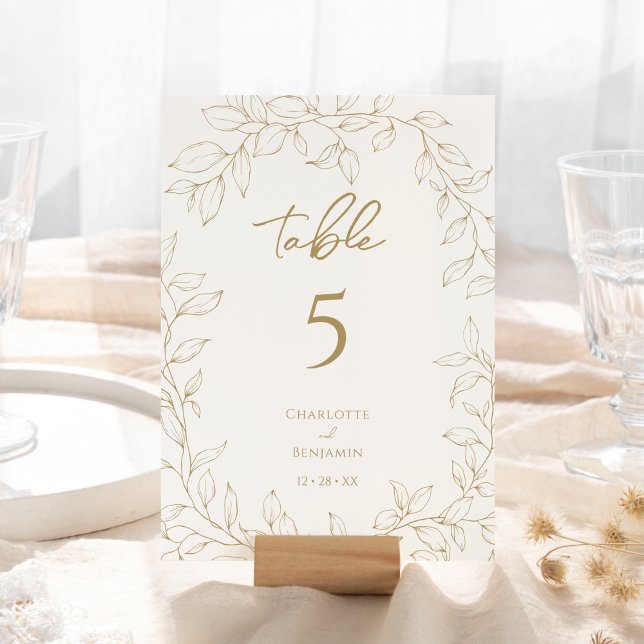 Classic Gold Greenery Wedding Tischnummer (Von Creator hochgeladen)
