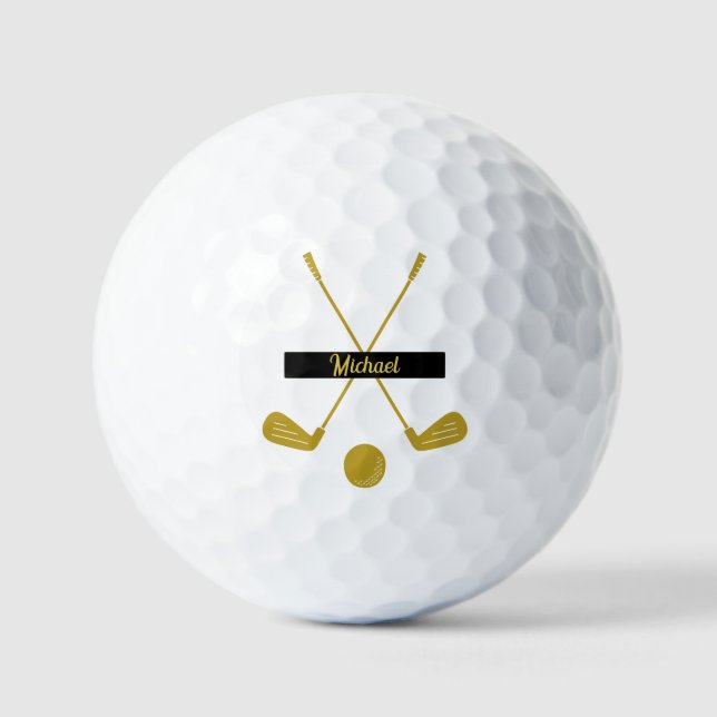 Classic Gold Individuelle Name Geburtstagsgeschenk Golfball (Vorderseite)