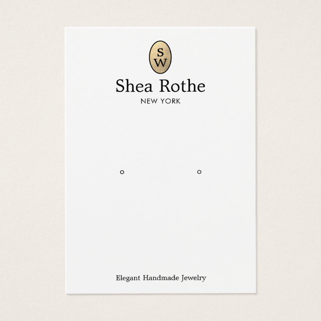 Classic Gold Monogram Earring Display Card (Vorderseite)