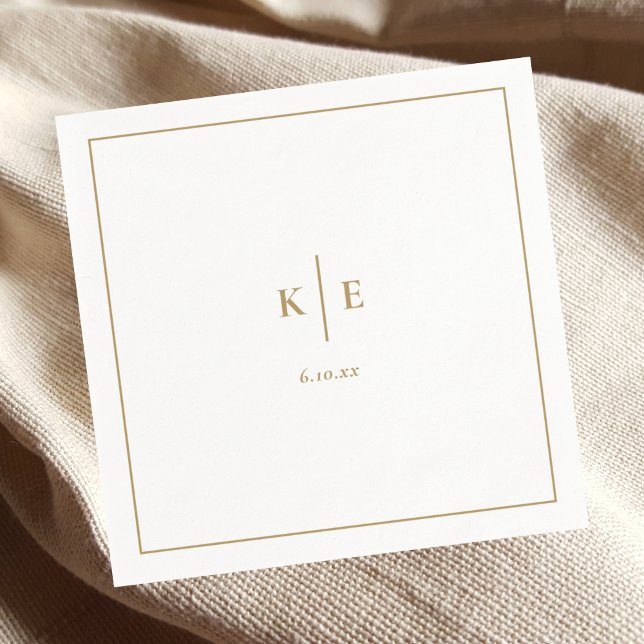 Classic Gold Monogram Wedding Napkins Serviette (Von Creator hochgeladen)