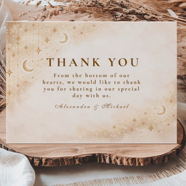Classic Gold Moonlight Wedding Dankeskarte (Von Creator hochgeladen)