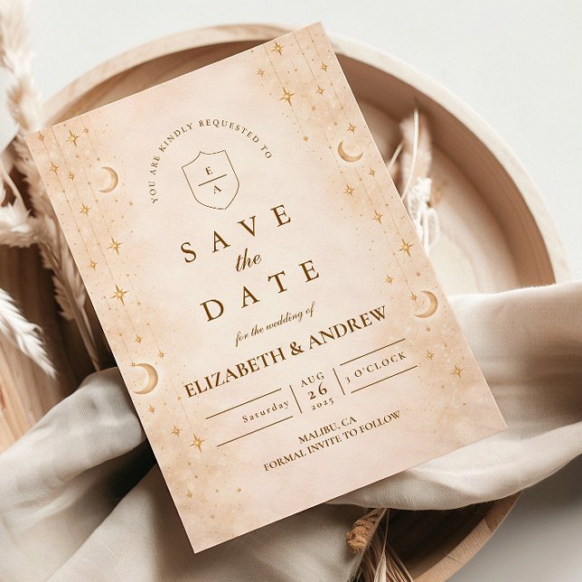 Classic Gold Moonlight Wedding Save The Date (Von Creator hochgeladen)