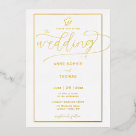 Classic Gold Spring Lily of Valley Floral Wedding Folieneinladung