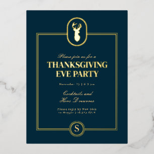 Classic Gold Stag Erntedank Eve Party Folie Einladungspostkarte