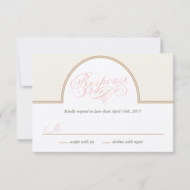 Classic Gold Stripes Response Card RSVP Karte (Vorderseite)