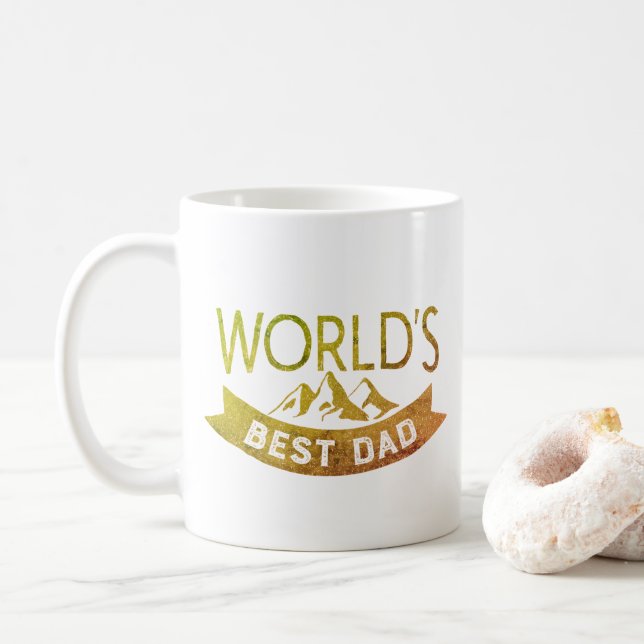 Classic Gold Typografy World's Best Vater Kaffeetasse (Mit Donut)