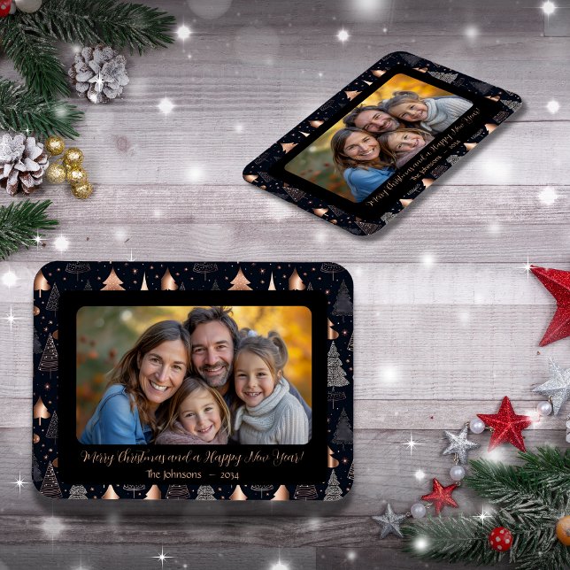 Classic Gold und Black Christmas Tree Foto Magnet (Von Creator hochgeladen)