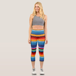 Classic Gold und Blue Sarape Capri Leggings