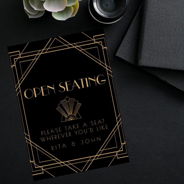 Classic Gold Vintag Open Seating Wedding Sign Poster (Von Creator hochgeladen)