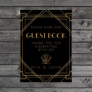 Classic Gold Vintag Sign Unser Gästebuchssymbol Poster