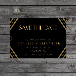 Classic Gold Vintage Wedding Save the Date Card