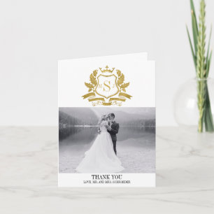 Classic Gold Wappen Hochzeit Vielen Dank Foto Card Dankeskarte