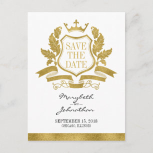 Classic Gold Wappen Save the Date Postkarte