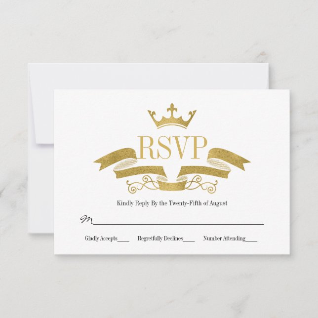 Classic Gold Wappen Wedding RSVP Card (Vorderseite)