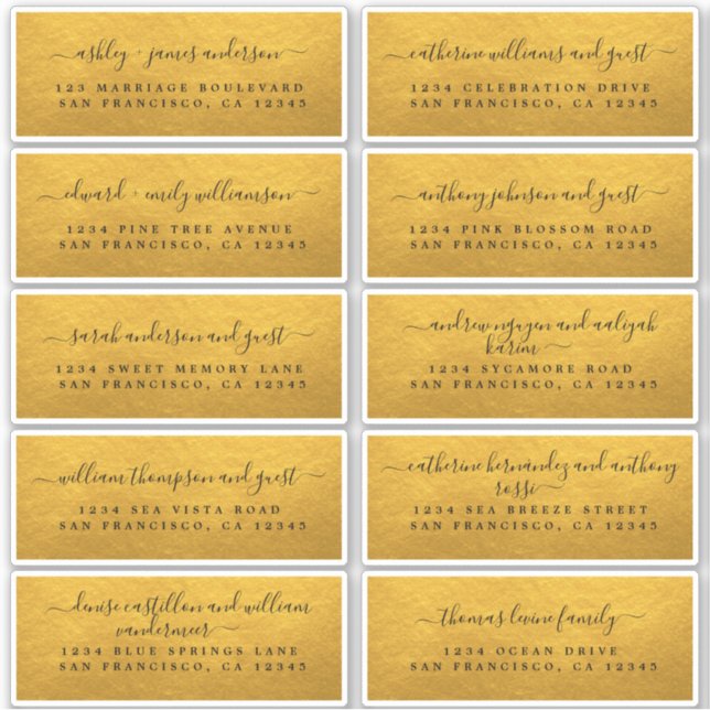 Classic Gold Wedding Guest Address Labels (Vorderseite)