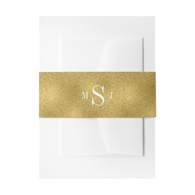 Classic Gold Wedding Invitation Bly Bands Einladungsbanderole (Vorderseite Beispiel)
